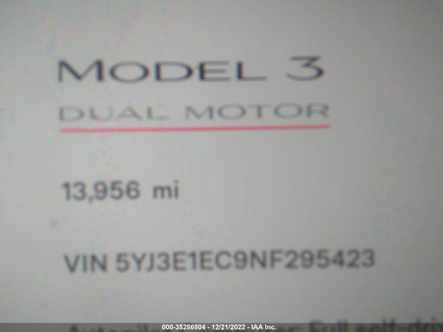 Tesla MODEL 3 2022 5YJ3E1EC9NF295423 Image 9