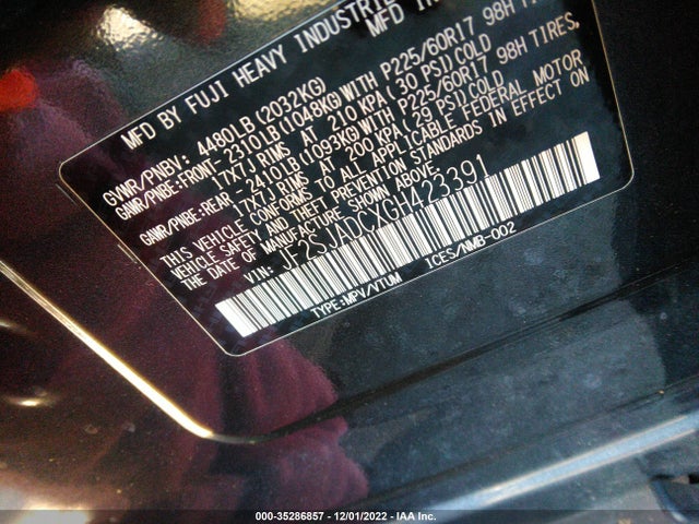 2016 Subaru Forester, VIN: JF2SJADCXGH423391