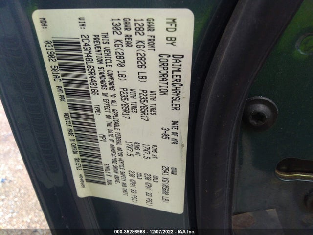 Chrysler Pacifica 2005 2C4GM48L65R448166 Image 10