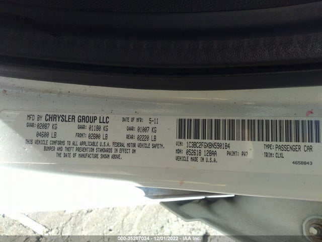 2011 CHRYSLER 200 LIMITED VIN: 1C3BC2FGXBN590184