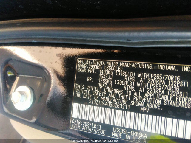 Toyota Sequoia Sr5 2005 5TDZT34A05S263211 Image 10