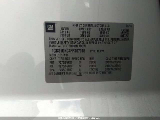 1GKS1GKC4FR707018 GMC Yukon Xl Sle