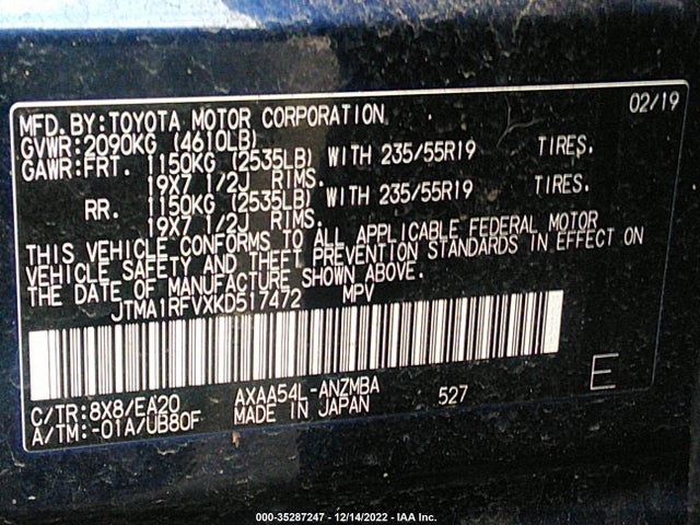 Toyota RAV4 2019 JTMA1RFVXKD517472 Image 10
