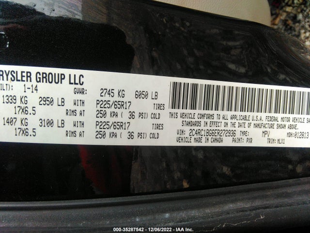 2C4RC1BG6ER272936 Chrysler Town & Country Touring