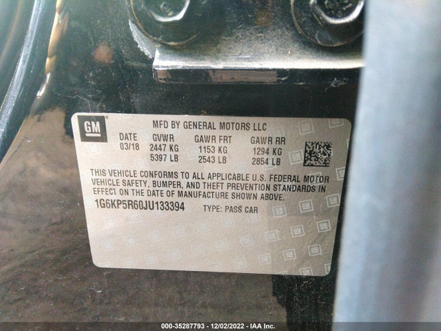 2018 Cadillac CT6, VIN: 1G6KP5R60JU133394