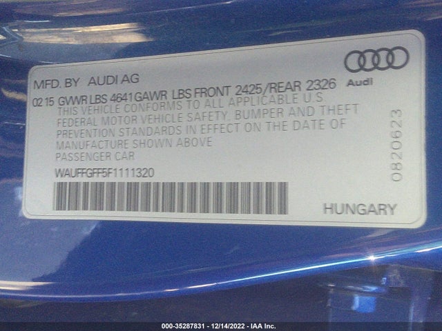 WAUFFGFF5F1111320 Audi S3 2.0t Prestige