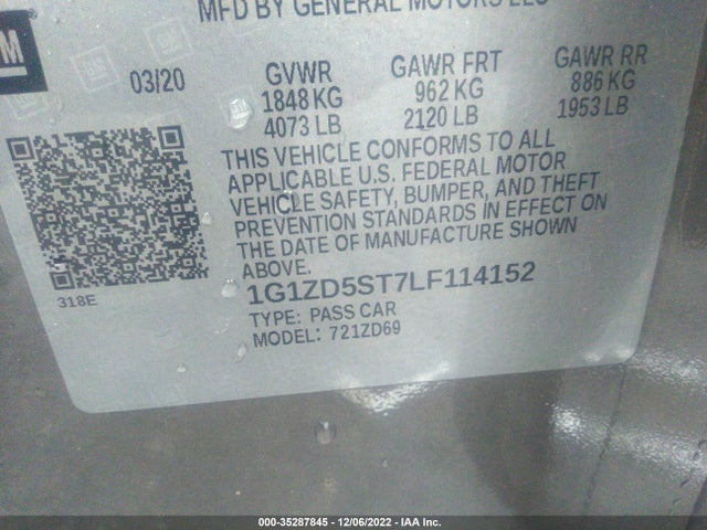 Chevrolet MALIBU LT 2020 1G1ZD5ST7LF114152 Image 9