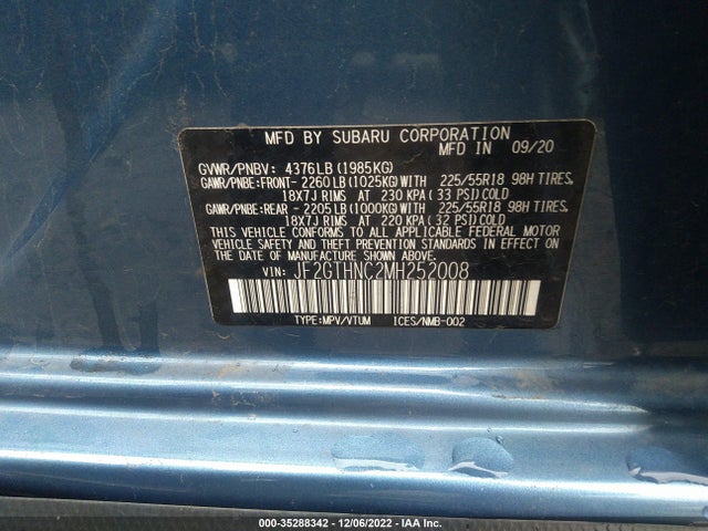 JF2GTHNC2MH252008 Subaru Crosstrek Limited