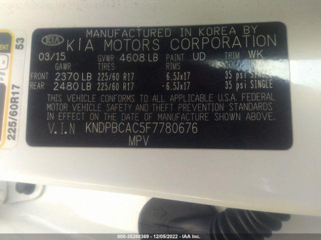 KNDPBCAC5F7780676 KIA Sportage Lx