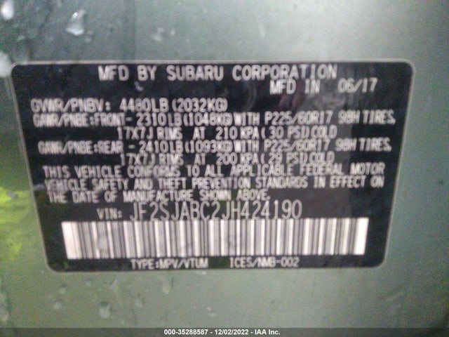 Subaru Forester 2018 JF2SJABC2JH424190 Image 9