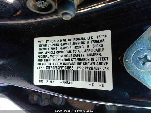 Honda Civic Sedan Ex 2015 19XFB2F82FE028055 Image 9