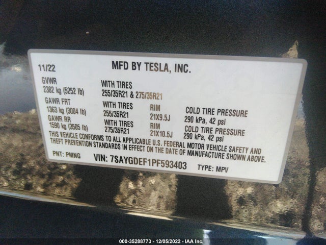 Tesla Model Y Performance 2023 7SAYGDEF1PF593403 Image 9