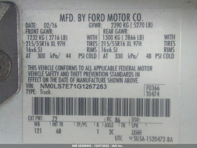 2016 Ford Transit Connect, VIN: NM0LS7E71G1267283
