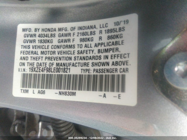 2020 Honda Insight, VIN: 19XZE4F98LE001821