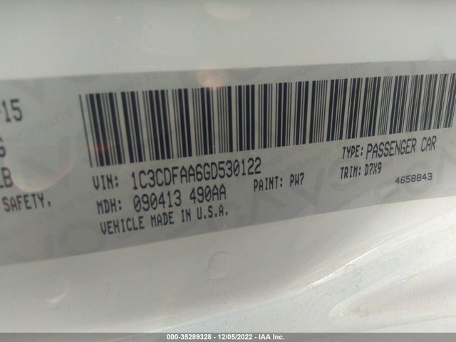 Dodge DART SE 2016 1C3CDFAA6GD530122 Image 9