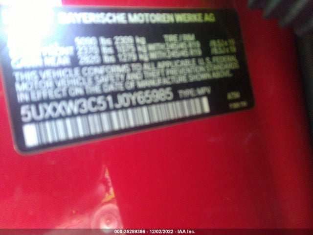 BMW X4 Xdrive28i 2018 5UXXW3C51J0Y65985 Image 9