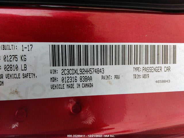 2017 Dodge Charger, VIN: 2C3CDXL92HH574843