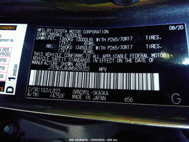 2021 Toyota 4Runner, VIN: JTENU5JR4M5839352