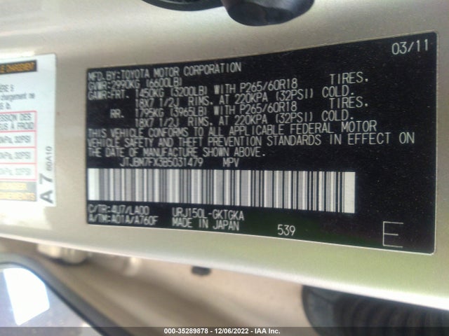 Lexus GX 460 2011 JTJBM7FX3B5031479 Image 10