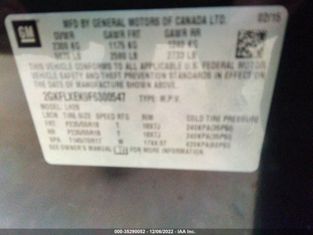 2015 GMC Terrain, VIN: 2GKFLXEK9F6300547