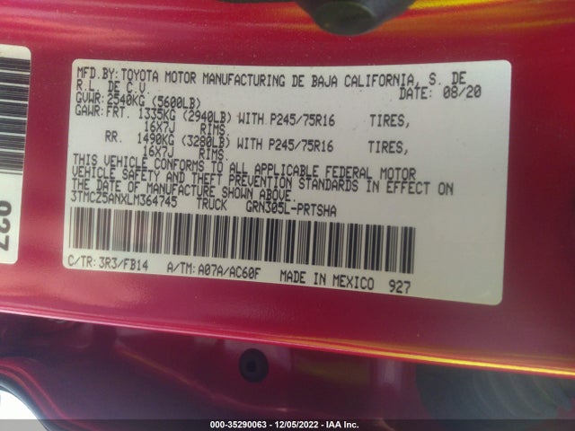 2020 Toyota Tacoma, VIN: 3TMCZ5ANXLM364745