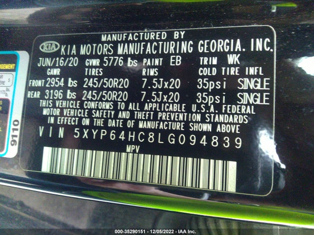 2020 Kia Telluride, VIN: 5XYP64HC8LG094839
