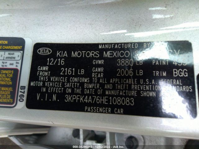 3KPFK4A76HE108083 KIA FORTE LX