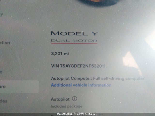 Tesla Model Y Performance 2022 7SAYGDEF2NF532011 Image 7
