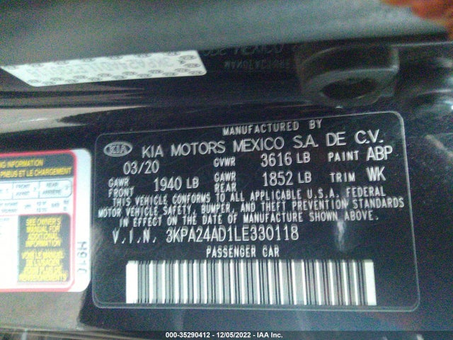 2020 Kia Rio, VIN: 3KPA24AD1LE330118