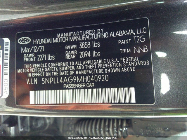 Hyundai ELANTRA SE 2021 5NPLL4AG9MH040920 Image 9