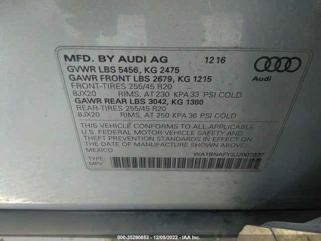 WA1BNAFY3J2002337 Audi Q5 Premium Plus