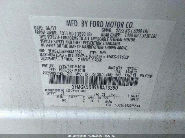 2017 Ford Flex, VIN: 2FMGK5D89HBA13390