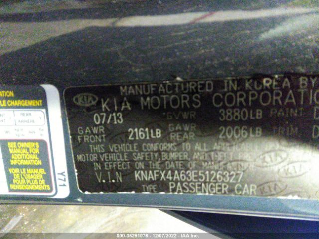 KNAFX4A63E5126327 KIA FORTE LX
