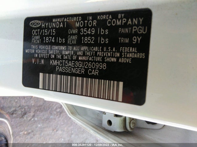 2016 Hyundai Accent, VIN: KMHCT5AE3GU260998