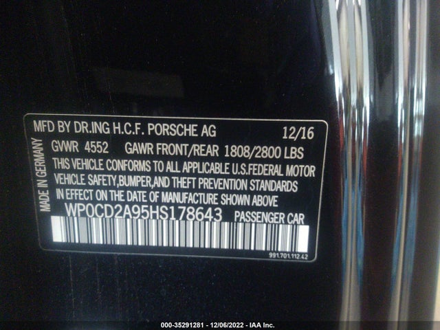 2017 Porsche 911, VIN: WP0CD2A95HS178643