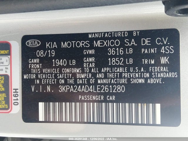 2020 Kia Rio, VIN: 3KPA24AD4LE261280