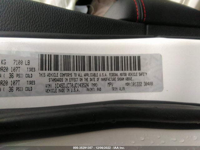 2018 Dodge Durango, VIN: 1C4SDJCT0JC143524