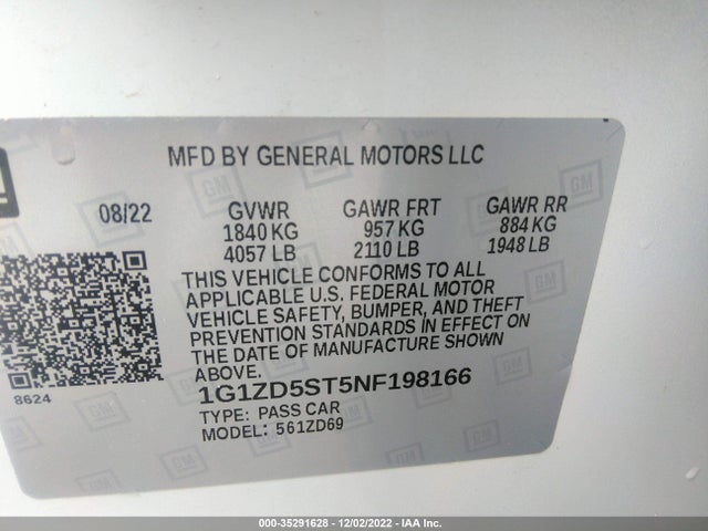 Chevrolet MALIBU LT 2022 1G1ZD5ST5NF198166 Image 9