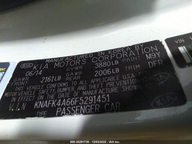 KNAFK4A66F5291451 KIA FORTE LX