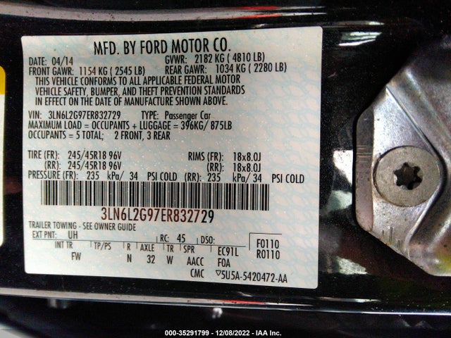 Lincoln MKZ 2014 3LN6L2G97ER832729 Image 9