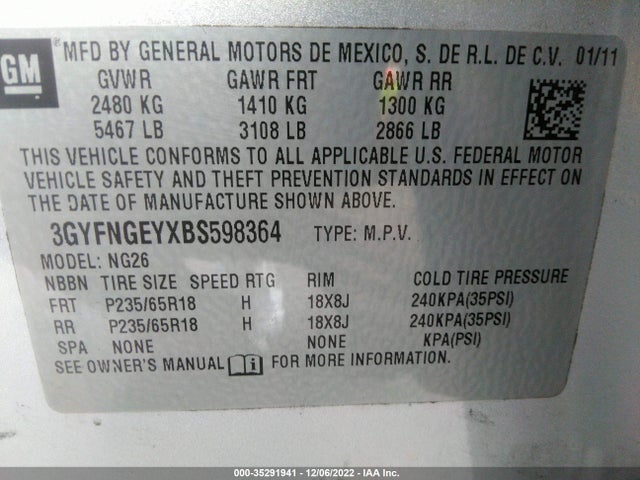 Cadillac Srx Base 2011 3GYFNGEYXBS598364 Image 10