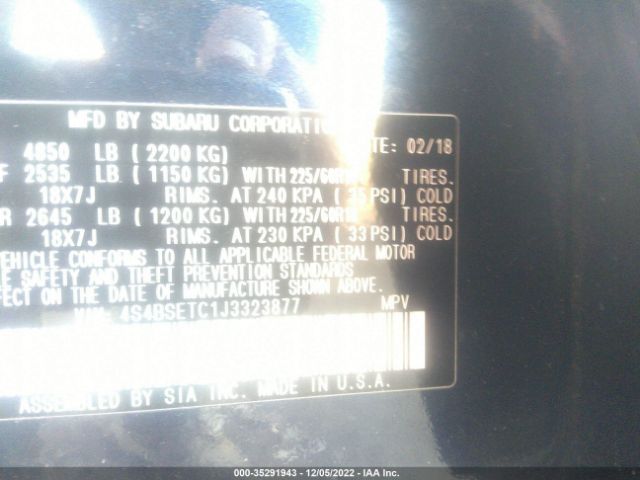 4S4BSETC1J3323877 Subaru Outback Touring