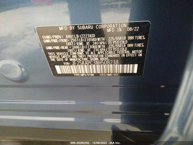 2022 Subaru Forester, VIN: JF2SKAPC3NH508238