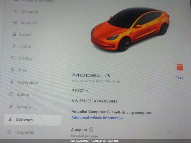 Tesla MODEL 3 2021 5YJ3E1EA7MF930443 Image 8