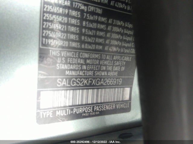 Land Rover Range Rover Diesel Hse 2016 SALGS2KFXGA266919 Image 10
