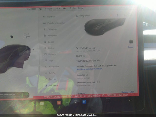 Tesla Model 3 Standard Range Plus 2021 5YJ3E1EAXMF998798 Image 7