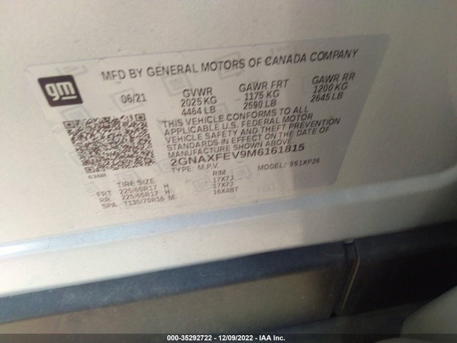 Chevrolet EQUINOX LS 2021 2GNAXFEV9M6161815 Image 9