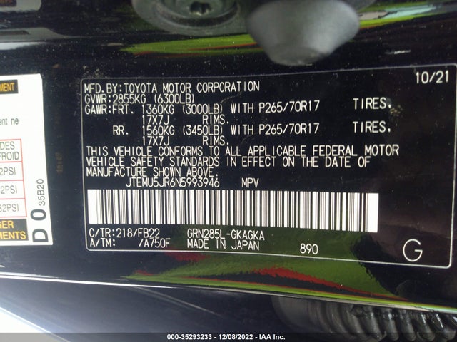 2022 Toyota 4Runner, VIN: JTEMU5JR6N5993946
