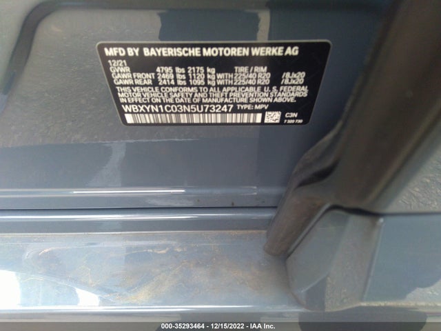 2022 BMW X2, VIN: WBXYN1C03N5U73247