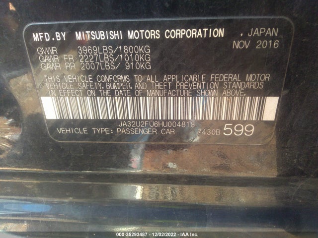 JA32U2FU6HU004818 Mitsubishi Lancer Es/le
